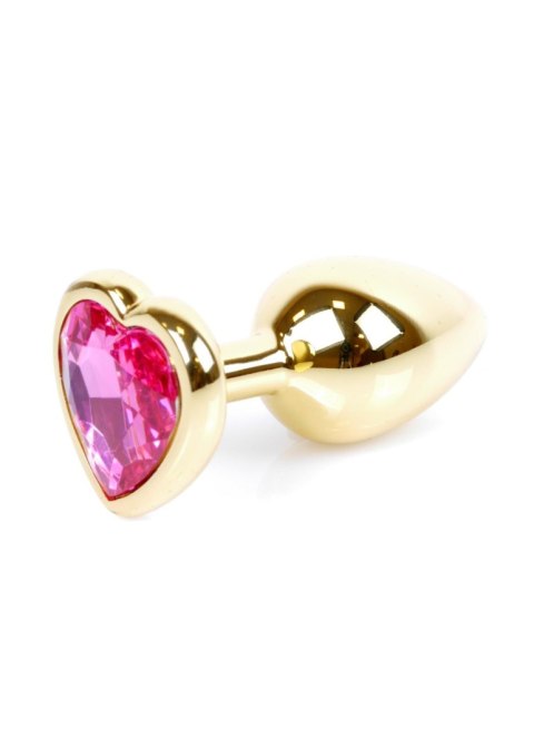 Plug, korek analny, Korek analny-Jewellery Gold Heart plug, korek analny- Pink Plug, korek analny, Korek analny-Jewellery Gold Heart plug, korek analny- Pink