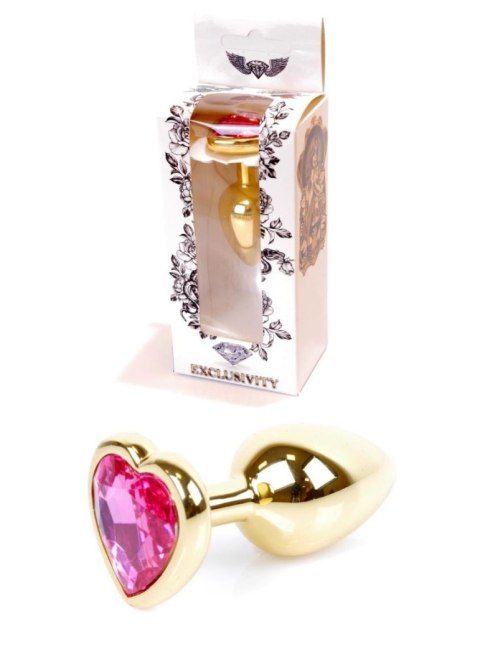 Plug, korek analny, Korek analny-Jewellery Gold Heart plug, korek analny- Pink Plug, korek analny, Korek analny-Jewellery Gold Heart plug, korek analny- Pink