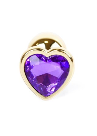 Plug, korek analny, Korek analny-Jewellery Gold Heart plug, korek analny- Purple