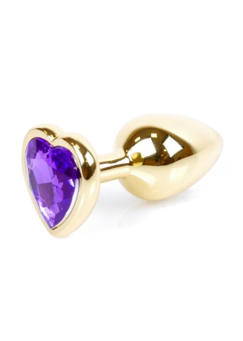 Plug, korek analny, Korek analny-Jewellery Gold Heart plug, korek analny- Purple Plug, korek analny, Korek analny-Jewellery Gold Heart plug, korek analny- Purple