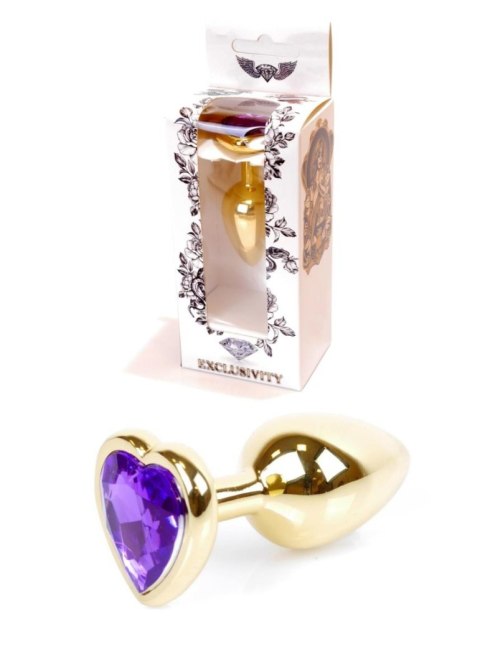 Plug, korek analny, Korek analny-Jewellery Gold Heart plug, korek analny- Purple Plug, korek analny, Korek analny-Jewellery Gold Heart plug, korek analny- Purple