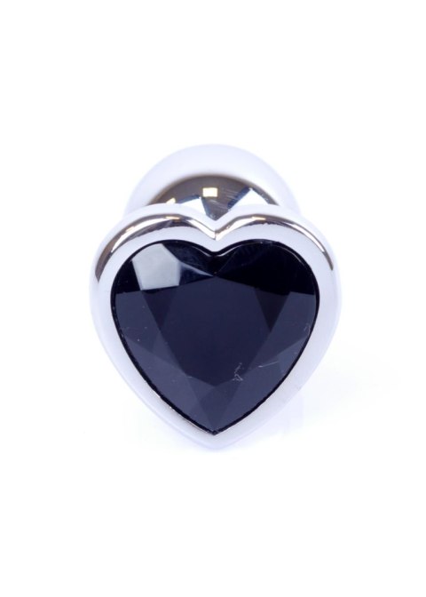 Plug, Korek analny-Jewellery Silver Heart PLUG- Black