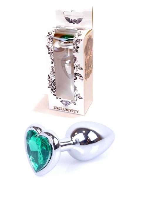 Plug, korek analny, Korek analny-Jewellery Silver Heart plug, korek analny- Green Plug, korek analny, Korek analny-Jewellery Silver Heart plug, korek analny- Green