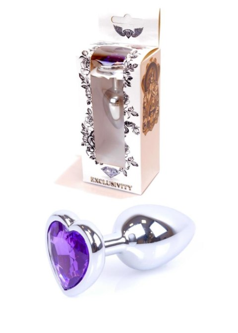 Plug, Korek analny-Jewellery Silver Heart PLUG- Purple