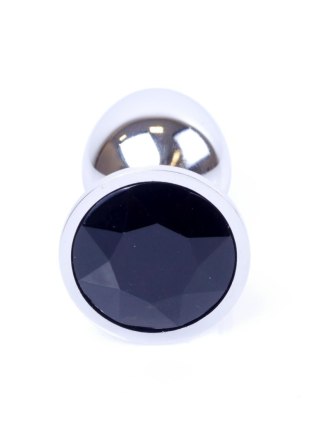 Plug, Korek analny-Jewellery Silver PLUG- Black