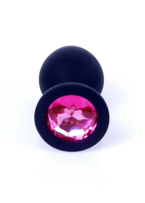 Plug, korek analny, Korek analny-Jewellery Black Silicon plug, korek analny Medium- Pink Diamond Plug, korek analny, Korek analny-Jewellery Black Silicon plug, korek analny Medium- Pink Diamond