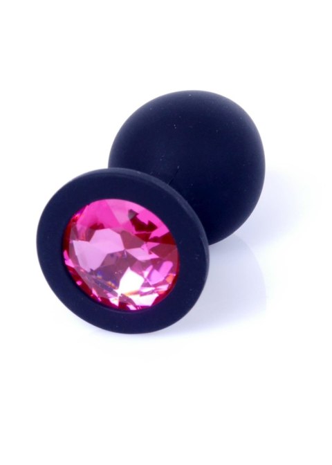 Plug, korek analny, Korek analny-Jewellery Black Silicon plug, korek analny Medium- Pink Diamond Plug, korek analny, Korek analny-Jewellery Black Silicon plug, korek analny Medium- Pink Diamond