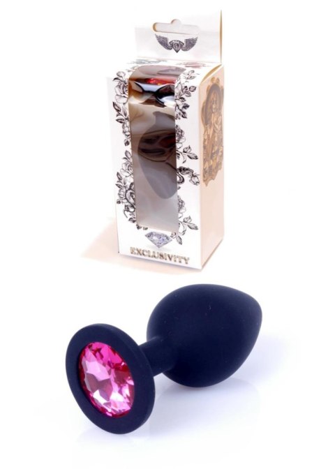 Plug, korek analny, Korek analny-Jewellery Black Silicon plug, korek analny Medium- Pink Diamond Plug, korek analny, Korek analny-Jewellery Black Silicon plug, korek analny Medium- Pink Diamond
