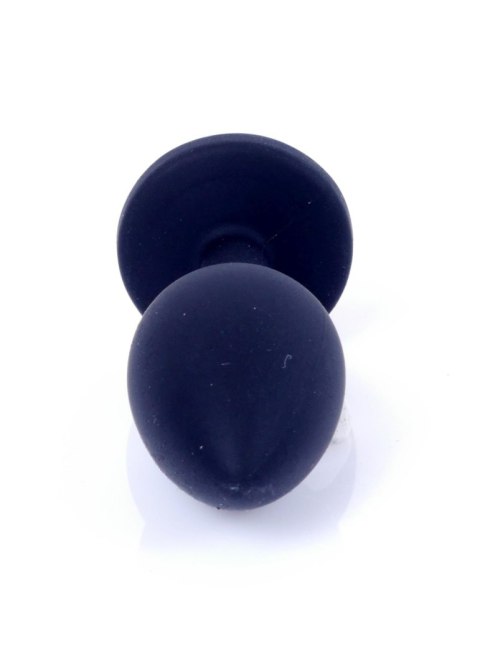 Plug, Korek analny-Jewellery Black Silicon PLUG Small- Pink Diamond