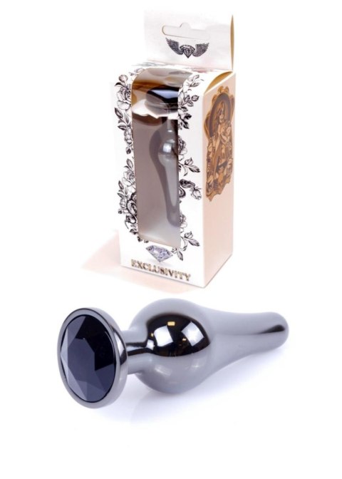 Plug, Korek analny-Jewellery Dark Silver BUTT PLUG- Black