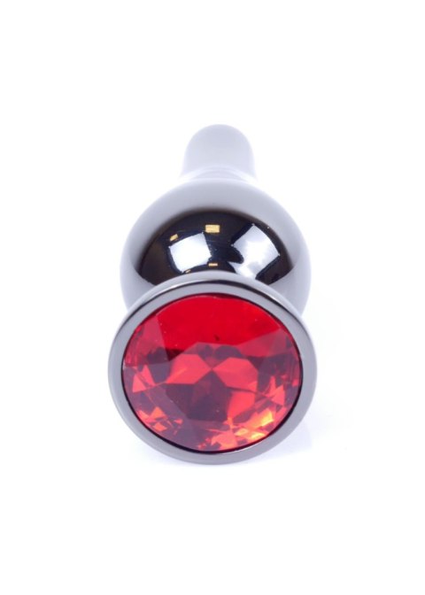 Plug, Korek analny-Jewellery Dark Silver BUTT PLUG- Red