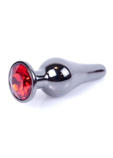 Plug, Korek analny-Jewellery Dark Silver BUTT PLUG- Red