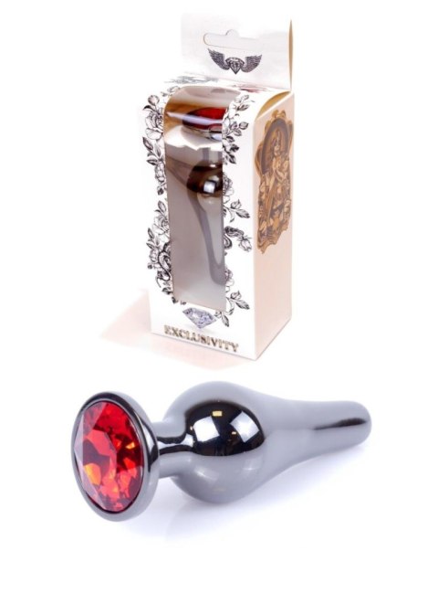 Plug, Korek analny-Jewellery Dark Silver BUTT PLUG- Red