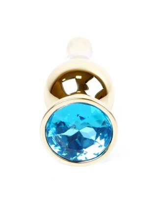 Plug, Korek analny-Jewellery Gold BUTT PLUG- Light Blue