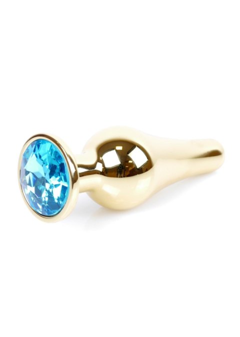 Plug, Korek analny-Jewellery Gold BUTT PLUG- Light Blue