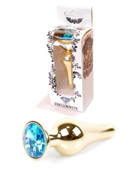 Plug, Korek analny-Jewellery Gold BUTT PLUG- Light Blue