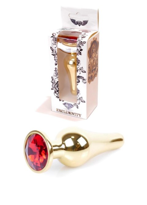 Plug, korek analny, Korek analny-Jewellery Gold BUTT plug, korek analny- Red