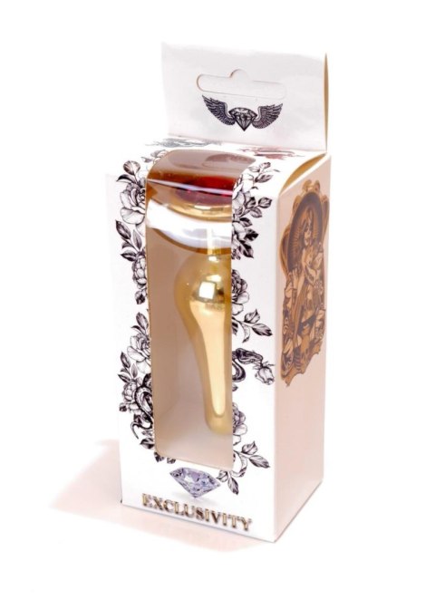 Plug, korek analny, Korek analny-Jewellery Gold BUTT plug, korek analny- Red