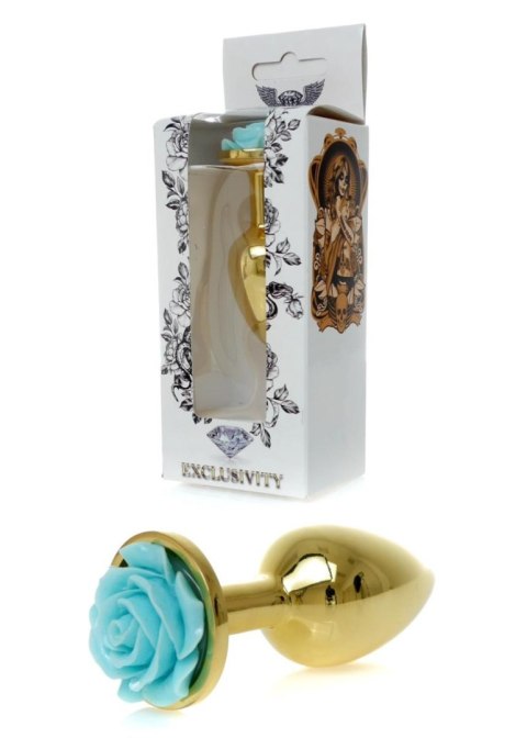 Plug, Korek analny-Jewellery Gold PLUG ROSE- Light Blue