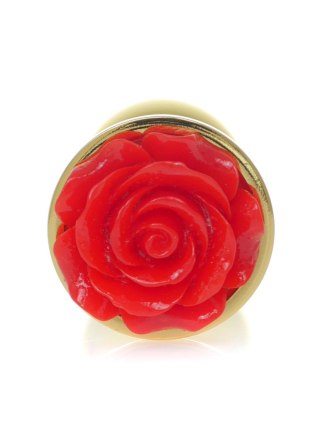 Plug, Korek analny-Jewellery Gold PLUG ROSE- Red