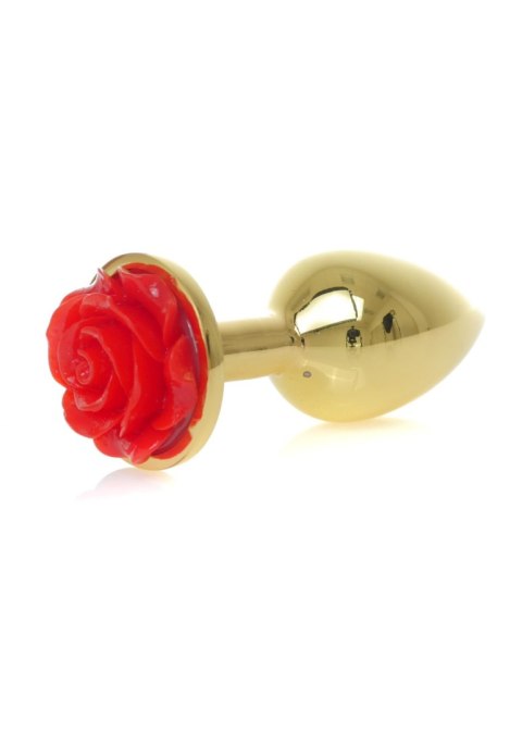 Plug, Korek analny-Jewellery Gold PLUG ROSE- Red