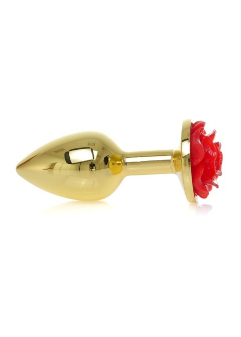 Plug, Korek analny-Jewellery Gold PLUG ROSE- Red