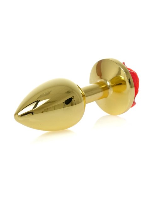 Plug, Korek analny-Jewellery Gold PLUG ROSE- Red