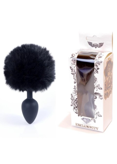 Plug, korek analny, Korek analny-Jewellery Silicon plug, korek analny - Bunny Tail - Black Plug, korek analny, Korek analny-Jewellery Silicon plug, korek analny - Bunny Tail - Black