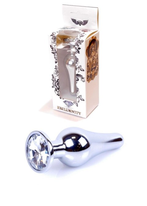 Plug, Korek analny-Jewellery Silver BUTT PLUG- Clear