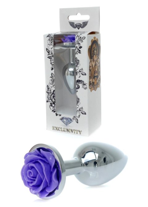 Plug, Korek analny-Jewellery Silver PLUG ROSE- Purple