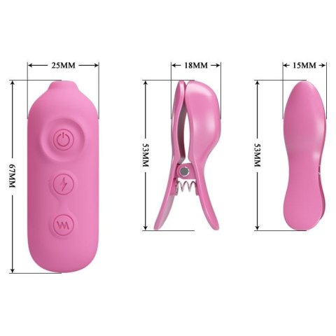 PRETTY LOVE -NIPPLE CLIP, 7 vibration functions 3 electric shock functions