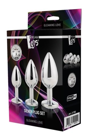 GLEAMING LOVE SILVER plug, korek analny SET