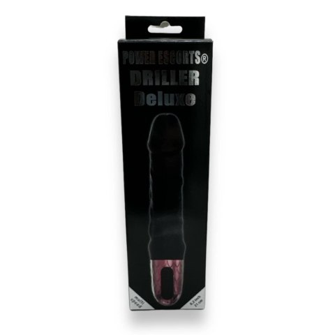 Power Escorts - Driller De Luxe Black - 21 Cm / 8.2 Inch Fat Silicone Realistic Vibrator