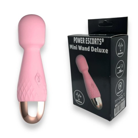 Power Escorts - Mini Wand, różdżka, mikrofon De Luxe Pink - 22,6 Cm / 4.5 Inch Silicone Wand, różdżka, mikrofon Wibrator, masażer, wand