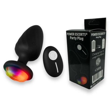 Power Escorts - Party Plug, korek analny - Remote Plug, korek analny Black, USB Rechargeable - 10 Functions