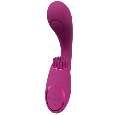 Gen - Rechargeable Triple Action G-Spot Vibrator with Pulse Wave and Vibrating Bristles - Pink