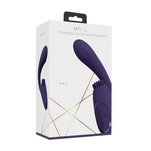 Gen - Mini wibrator Triple Action G-Spot wibrator with Pulse Wave and wibrator Bristles - Purple