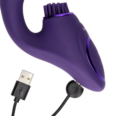 Gen - Mini wibrator Triple Action G-Spot wibrator with Pulse Wave and wibrator Bristles - Purple