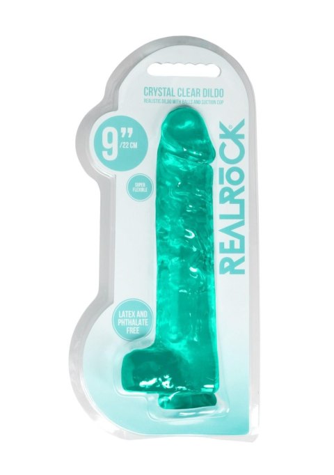 9"""" / 25 cm Realistic Dildo With Balls - Turquoise