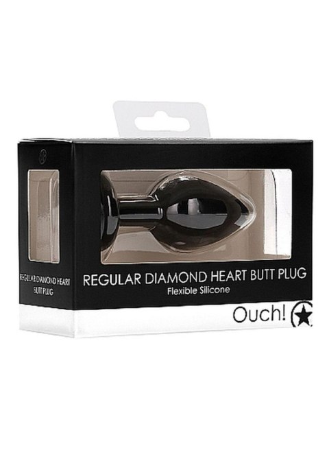 Diamond Heart Butt Plug - Regular - Black