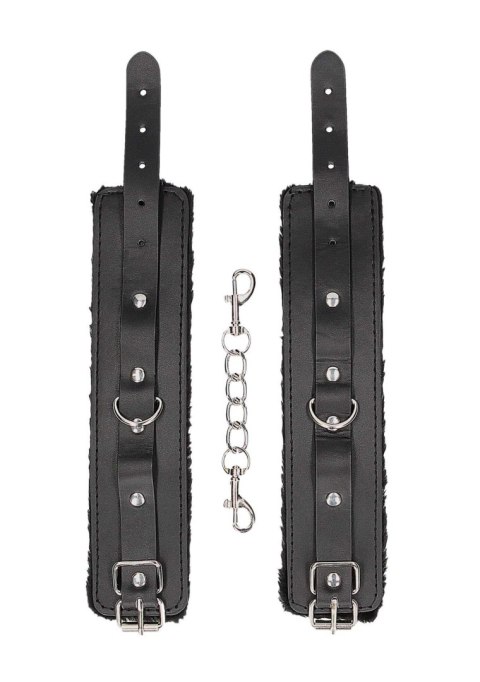 Plush Bonded Leather Hand Cuffs - With Adjustable Straps