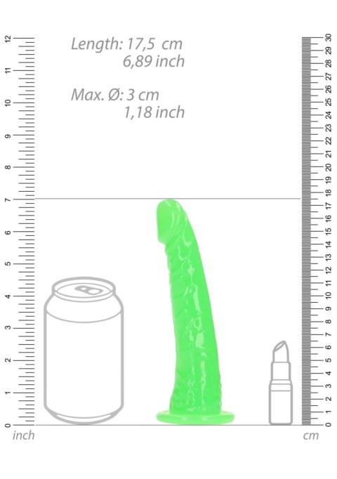 Slim Realistic Dildo with Suction Cup - Glow in the Dark - 6'' / 15,5 cm