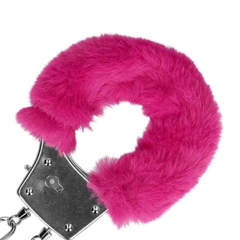 Furry Metal Hand Cuffs - Pink