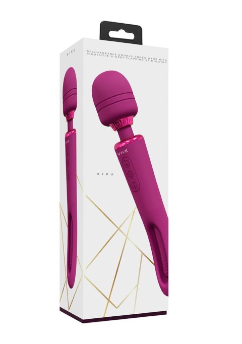 VIVE - Kiku - Mini wibrator Double Ended Wand, różdżka, mikrofon with Innovative G-Spot Flapping Stimulator - Pink