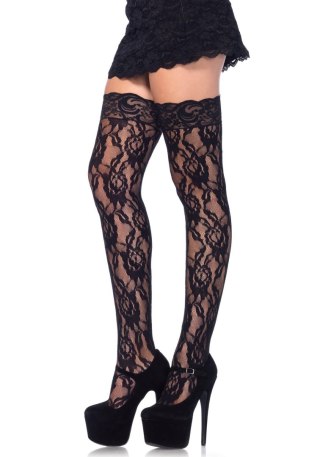 Rose Lace Stockings Black