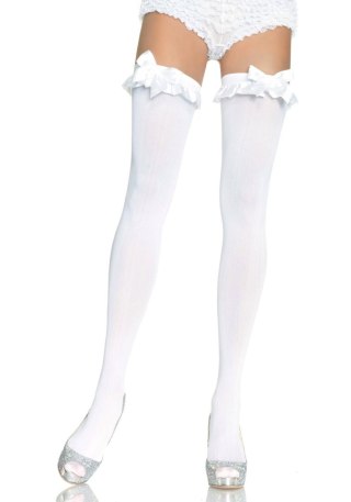 Opaque Thigh Highs With Bow White