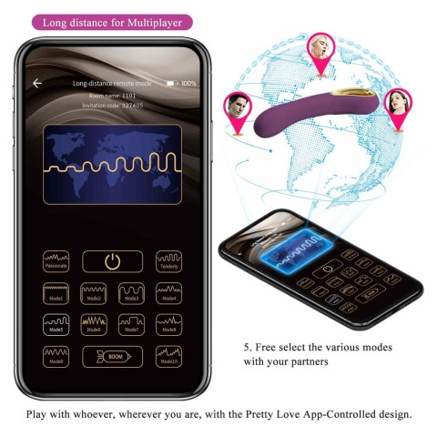 WIBRATOR - Ethan purple, 12 vibration functions Mobile APP Long-distance Control