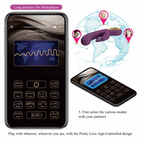 2 WIBRATOR - Liam purple, 22 vibration functions Mobile APP Long-distance Control