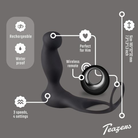 Teazers Cock & Ball Ring Prostate Vibrator with Remote Control