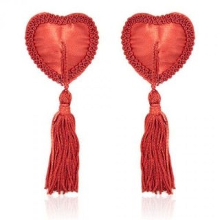 Bielizna-Heart Nipples Tassels RED